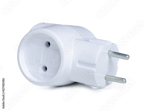 Electrical tee in the socket on white background isolation