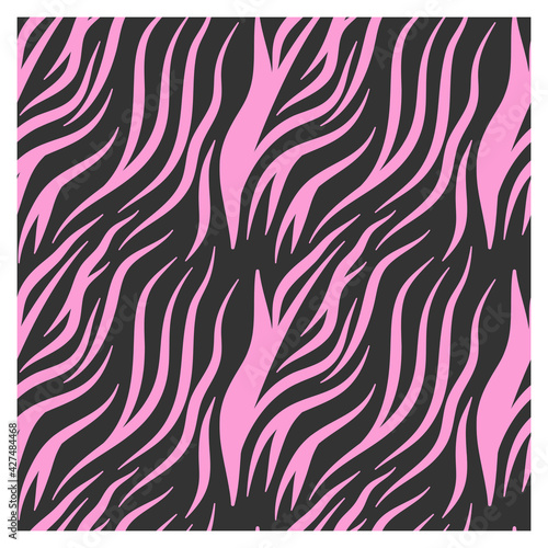 Seamless pattern of pink and black zebra skin. Repeating texture. Figure for textiles. Surface design.