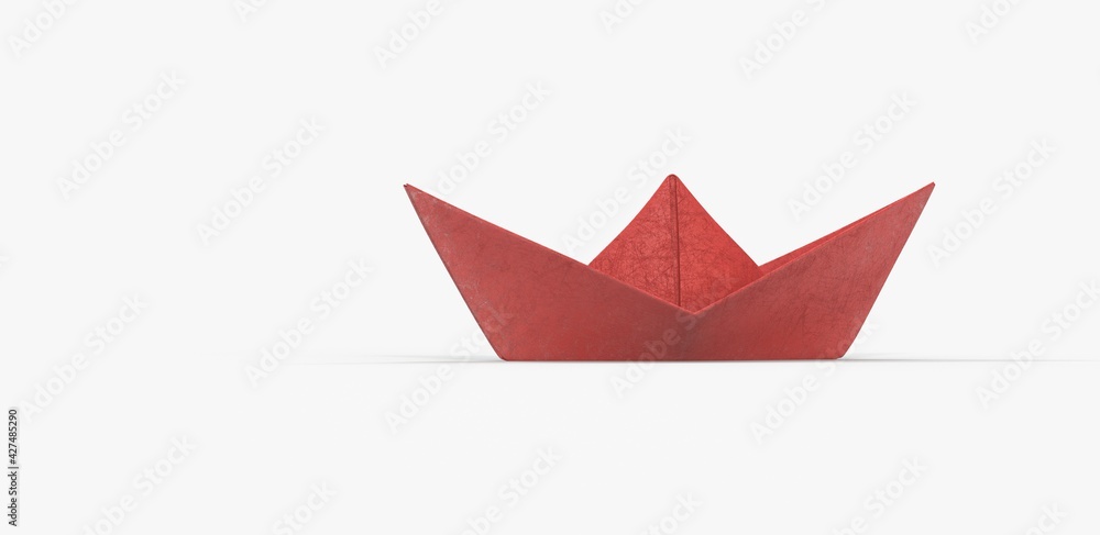 Naklejka premium paper boat leadership business concept 3d