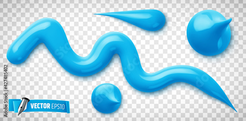 Traces de peinture bleu vectorielles sur fond transparent	
