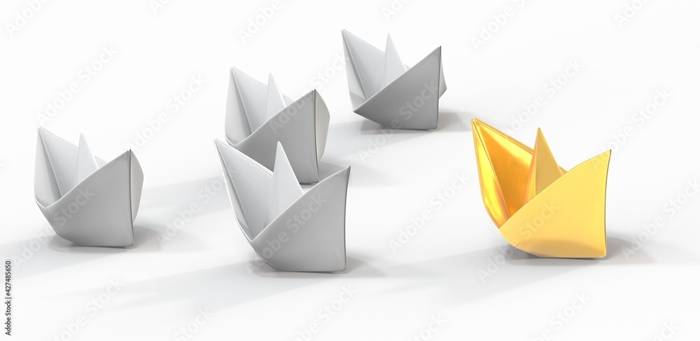 paper boat ship business concept 3d