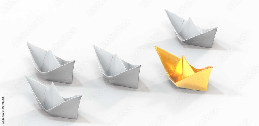 paper boat ship business concept 3d paper boat ship business concept 3d