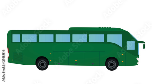 Green tourist bus. vector illustration