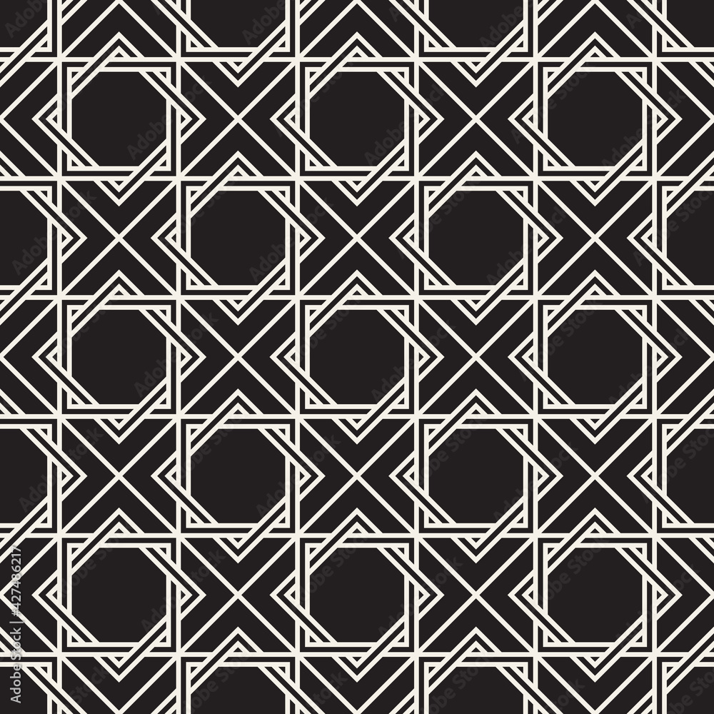 Fototapeta premium Vector seamless geometric pattern. Simple abstract lines lattice. Repeating elements stylish background