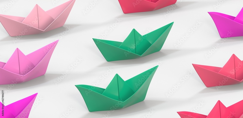 paper boat ship business concept 3d paper boat ship business concept 3d