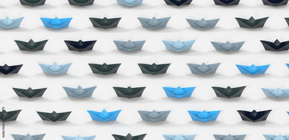 direction paper boat ship business concept 3d direction paper boat ship business concept 3d