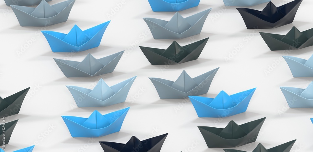 direction paper boat ship business concept 3d direction paper boat ship business concept 3d