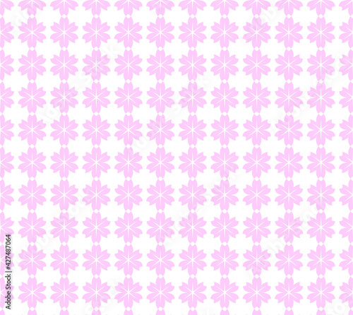 seamless pattern with pink cherry blossom flowers on white background