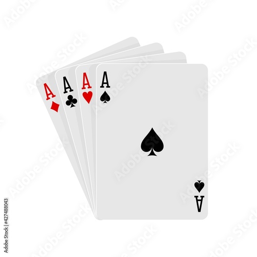 Playing cards four aces in priority ace spade on a white background in vector EPS8