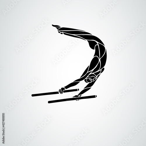 Parallel Bars Gymnastics Vector Illustration Silhouette Eps10