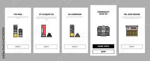 Bullet Ammunition Onboarding Mobile App Page Screen Vector. Bullet Expelling From Gun Barrel Shooting And Hole, Cartridge, Armor Piercing, Boat Tail And Soft Point Illustrations