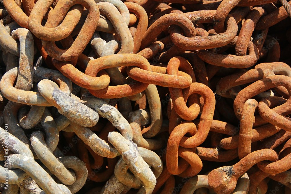 brown old rusty metal chain links brown old rusty metal chain links