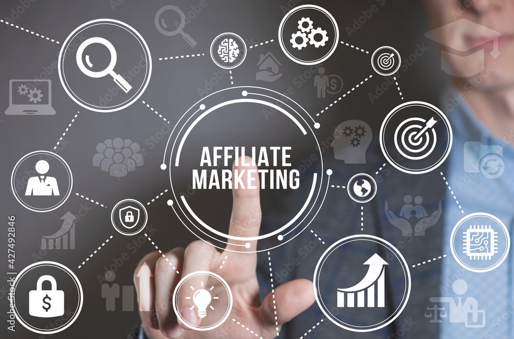 Internet, business, Technology and network concept. AFFILIATE MARKETING Internet, business, Technology and network concept. AFFILIATE MARKETING