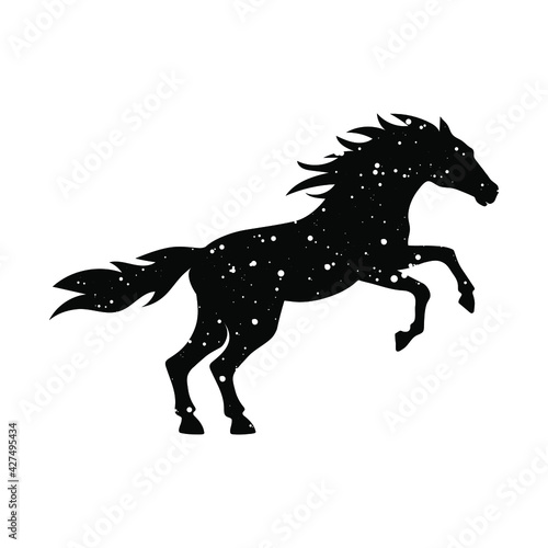 Running  horse black vector splash design  illustration