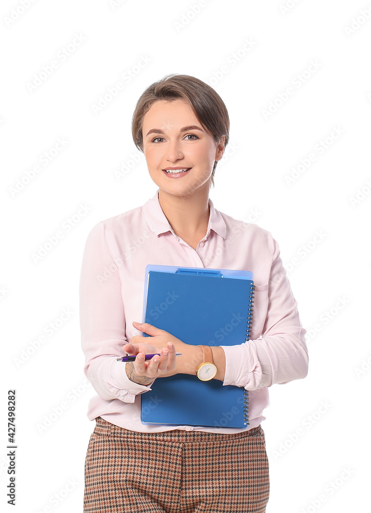 Portrait of female psychologist on white background Portrait of female psychologist on white background