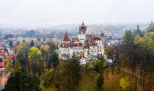 Top view of medieval Castelul Bran