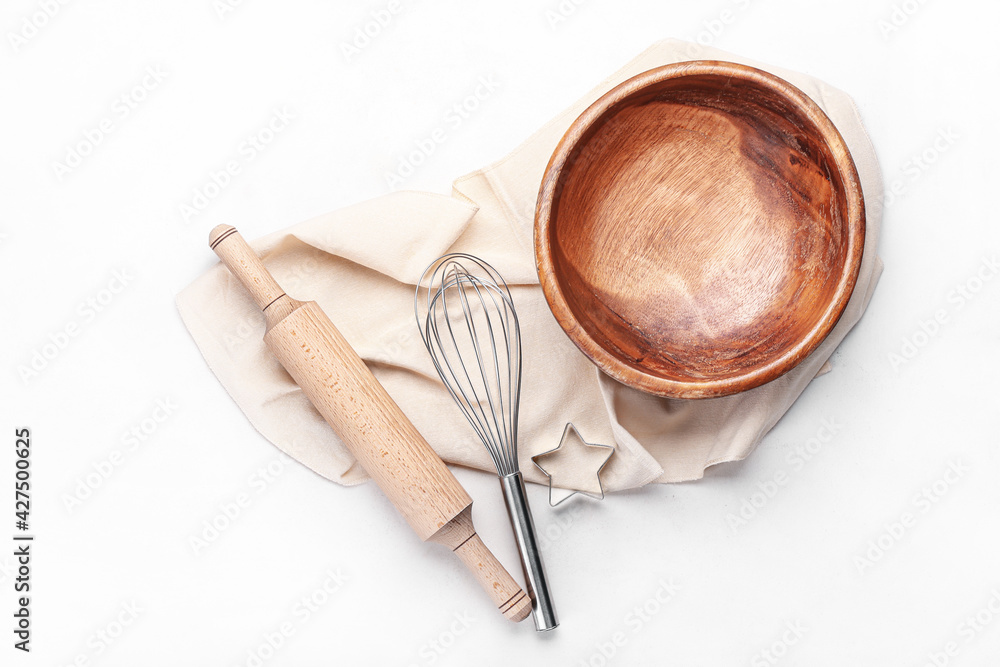 Set of kitchen utensils on white background Set of kitchen utensils on white background