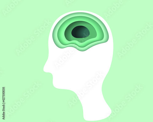 nature concept in trendy craft style.Think green 3D abstract green wave background with paper cut shapes. Thought bubble. Vector design layout for business presentations, posters.Ecology concept.Eps10
