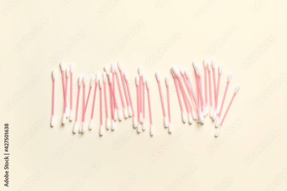 Cotton swabs on light background Cotton swabs on light background