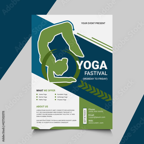 yoga flyer template design in free vector, fitness yoga flyer design in free vector
