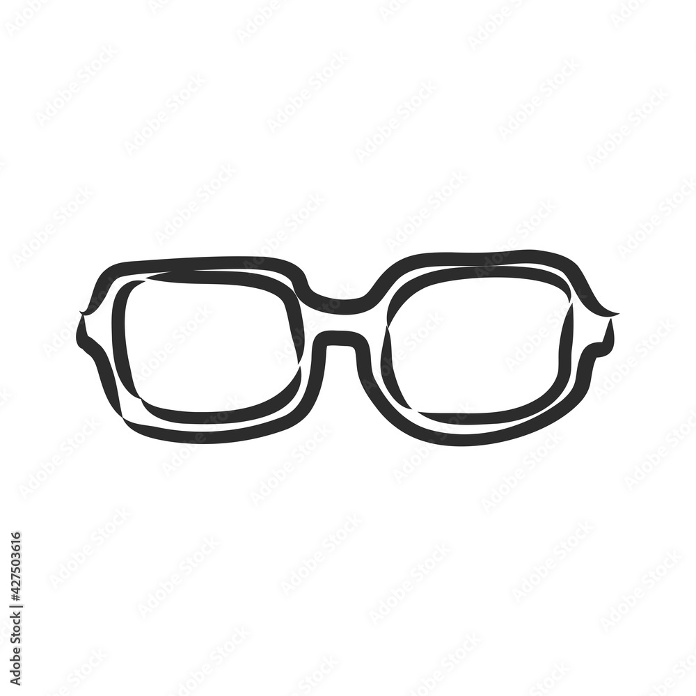 Fototapeta premium Glasses sunglasses vector hand drawn illustration black lines