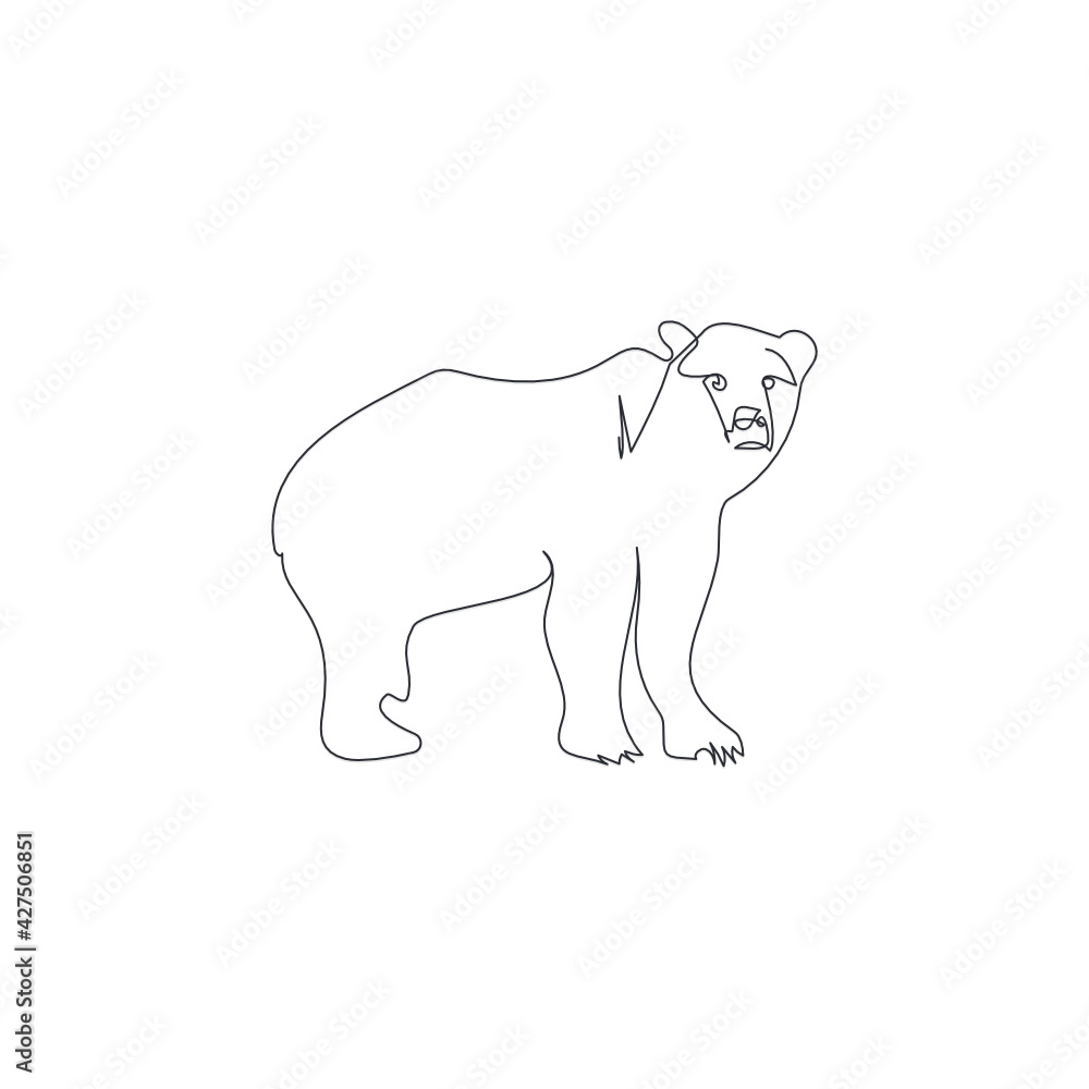 bear one line vector illustration