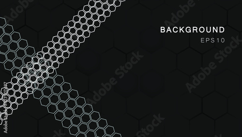 Geometric themed screen illustration design  hexagon design. Modern. Dark color embossed design.For wallpaper.Embossed hexagon black background.ight and shadow.modern background.Vector.black surface 