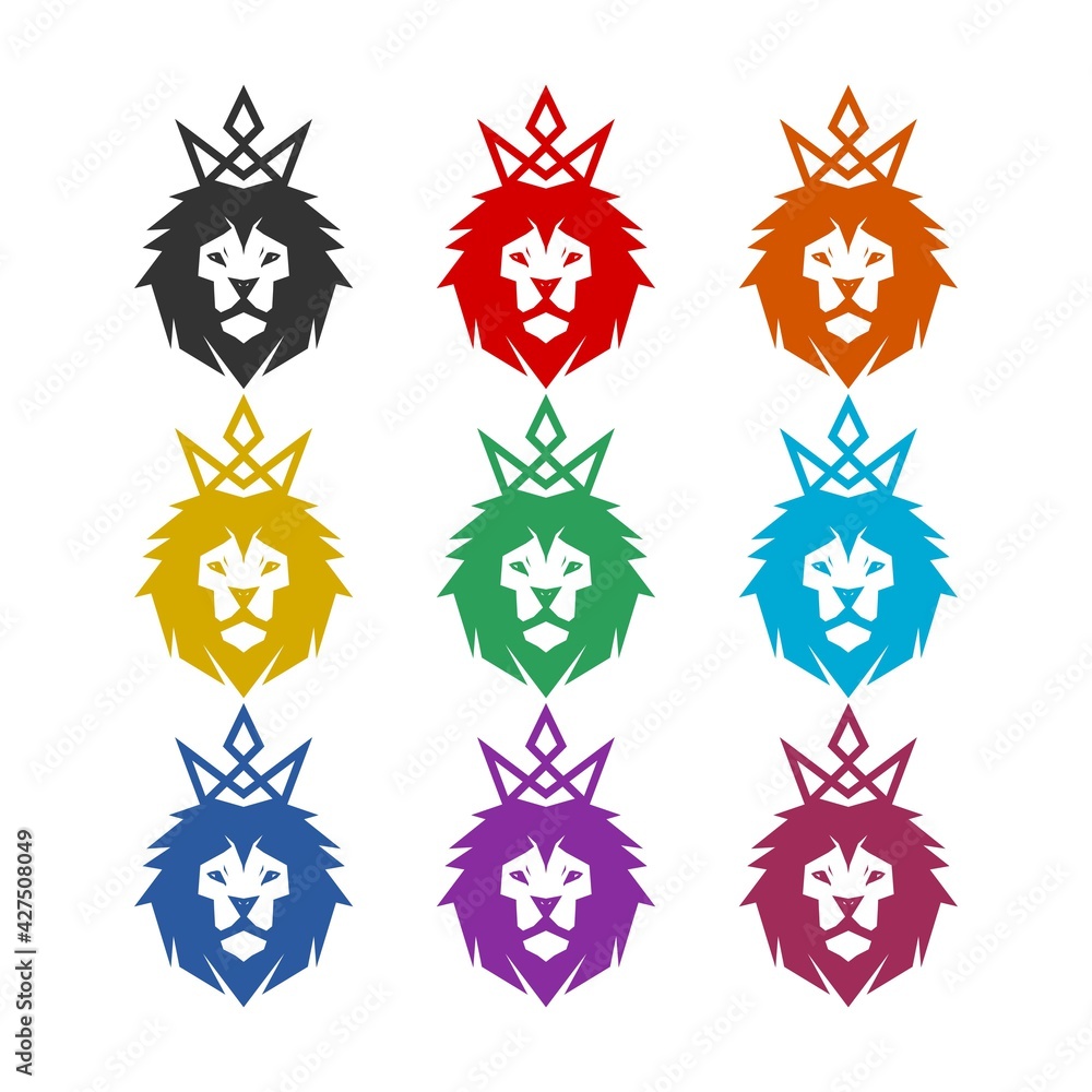 Lion Head logo isolated on white background color set Lion Head logo isolated on white background color set