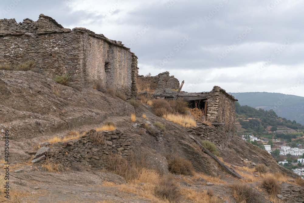 Ruined buildings in Sierra Nevada