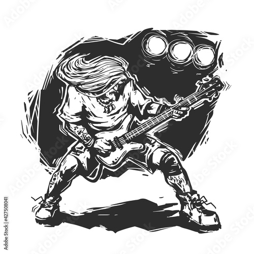 bass guitarist on stage. rock concert. heavy metal.