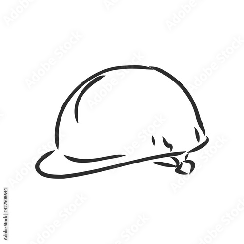 industry helmet vector and illustration, black and white, hand drawn, sketch style, isolated on white background.