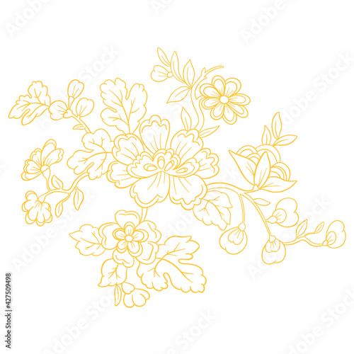 Vector Line Art Floral Flowers Tattoo Style for Valentines