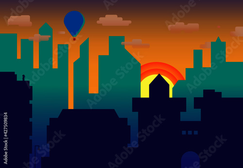 sketch of the city in blue-blue color, in the style of minimalism
