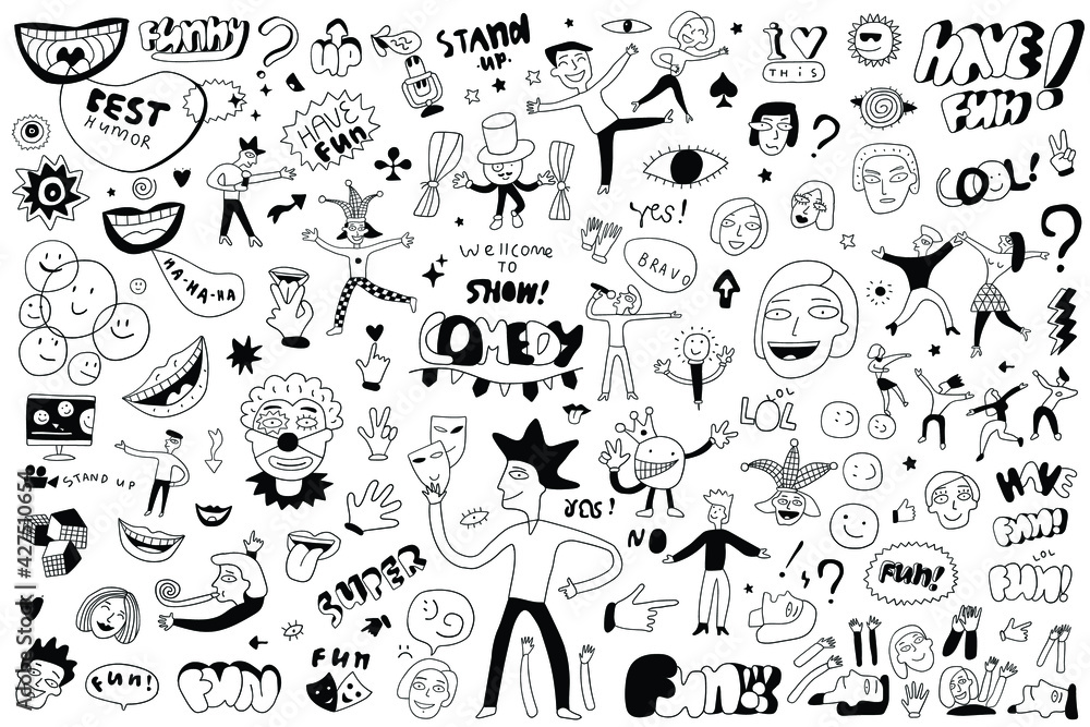 funny people ,humor - doodle set Stock Vector | Adobe Stock