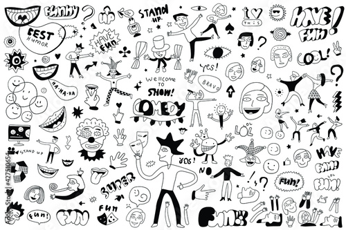 funny people ,humor - doodle set