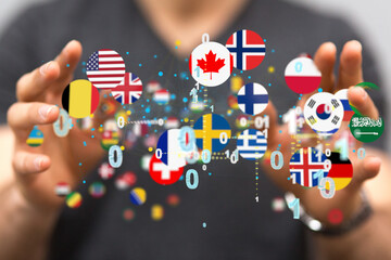 international counties flags - 3D realistic.