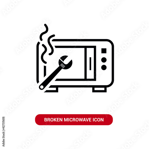 Vector image. Icon of a broken microwave.