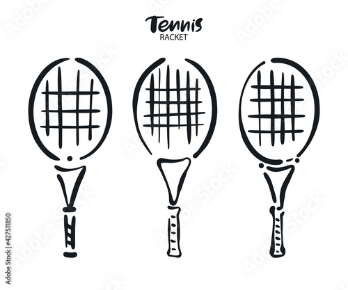 Collection vector tennis rackets. Design for the logo, print for T-shirts.