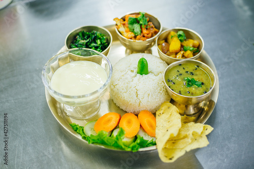 Nepali Dal Bhat,Traditional Nepalese food, Thamel Kathmandu photo