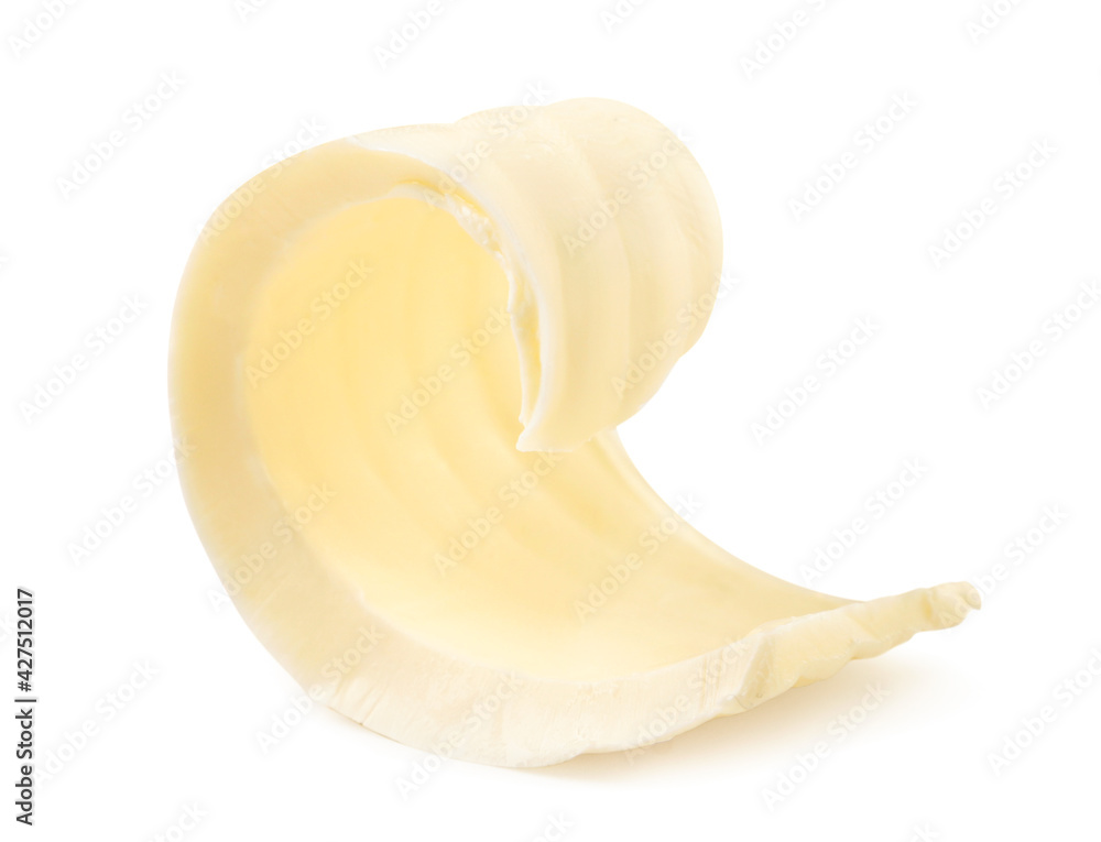Curl of butter on a white background. Isolated Curl of butter on a white background. Isolated
