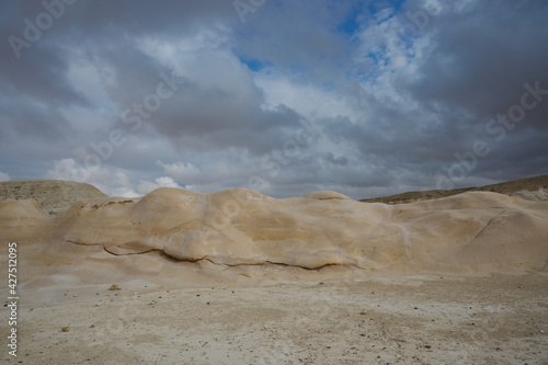 Nizzana Hillocks of fantastic shapes in the Negev desert in Israel