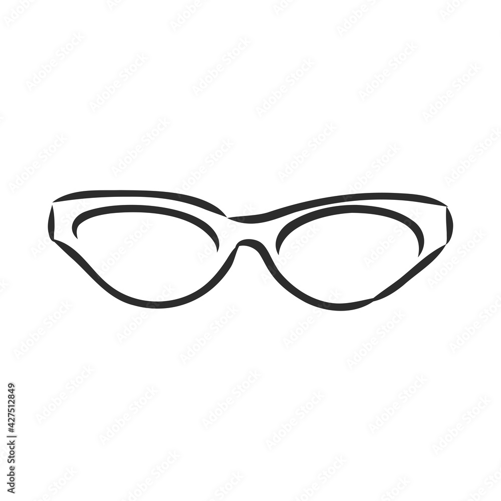 Fototapeta premium Glasses sunglasses vector hand drawn illustration black lines
