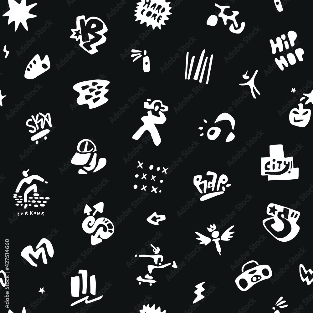 rap music , street life - seamless vector background rap music , street life - seamless vector background