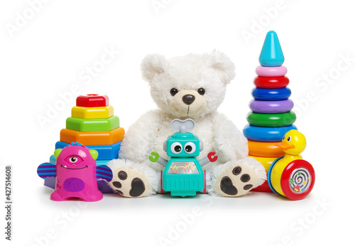 Toys collection isolated on white