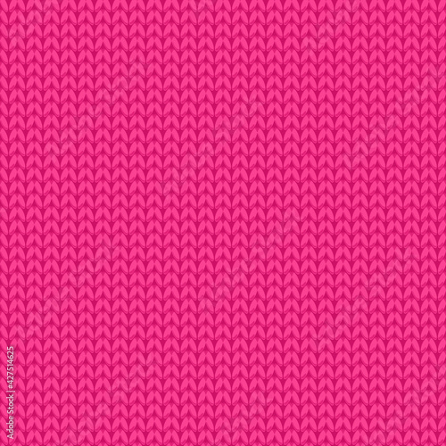 Knitted fabric pink texture. Seamless pattern Vector stock Cute surface design girly fashion background. Template backdrop