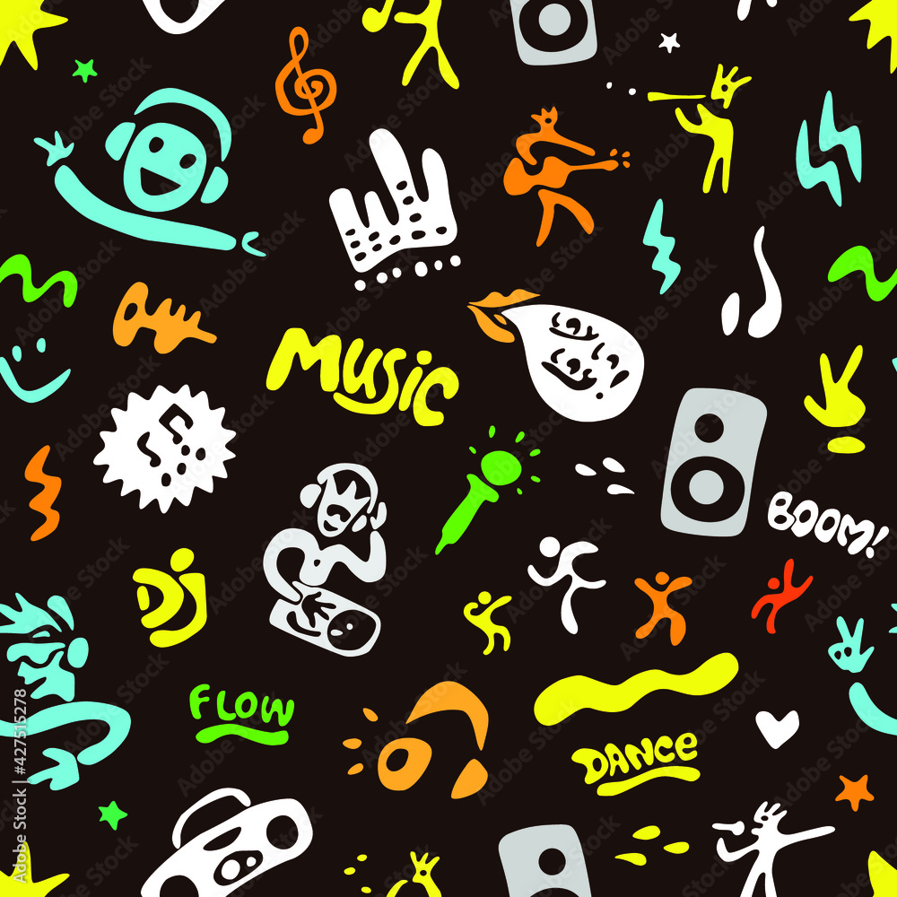  music party - seamless vector background 