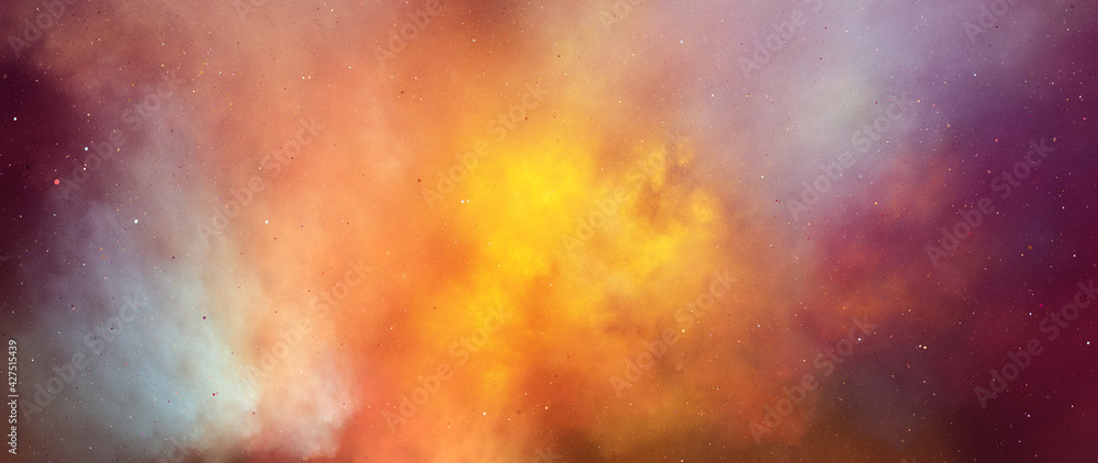 Colorful fiery nebula in deep space