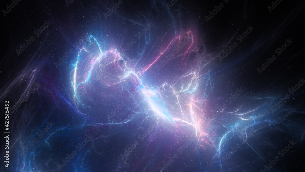 Blue glowing high energy plasma energy field in space - obrazy, fototapety, plakaty 