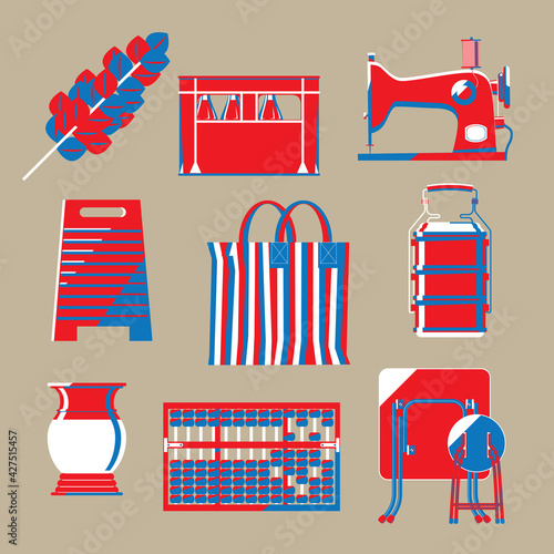 Graphic illustration of Hong Kong nostalgic household items