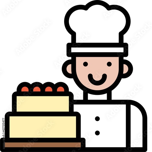 Chef and Cake icon, Bakery and baking related vector